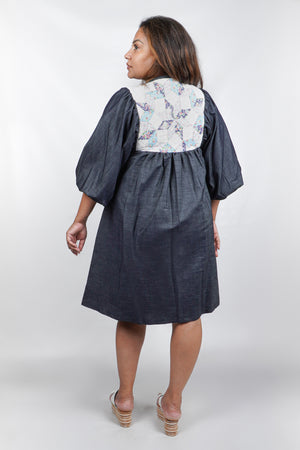 Remnant Dress | 1940s Quilt and Deadstock Denim | Medium