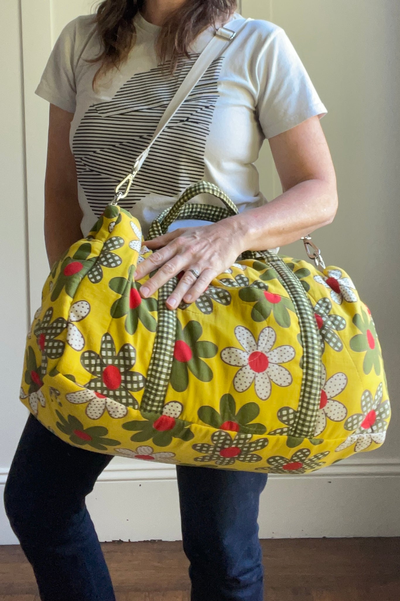 Studio Rework Duffel Bag | Gingham Floral Vintage Sleeping Bag