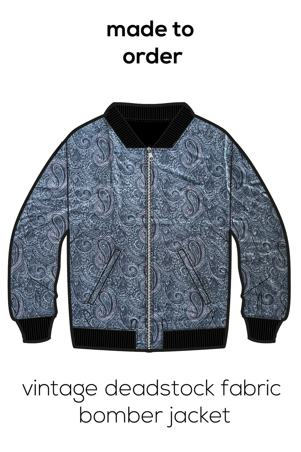 Made To Order - Vintage Velvet Fabric Bomber Jacket, size XS - XXL