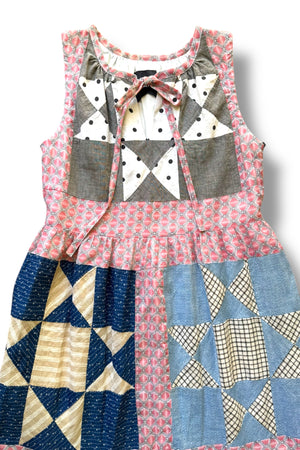 Victor Sleeveless Dress | Antique Ohio Star Quilt Top | Small