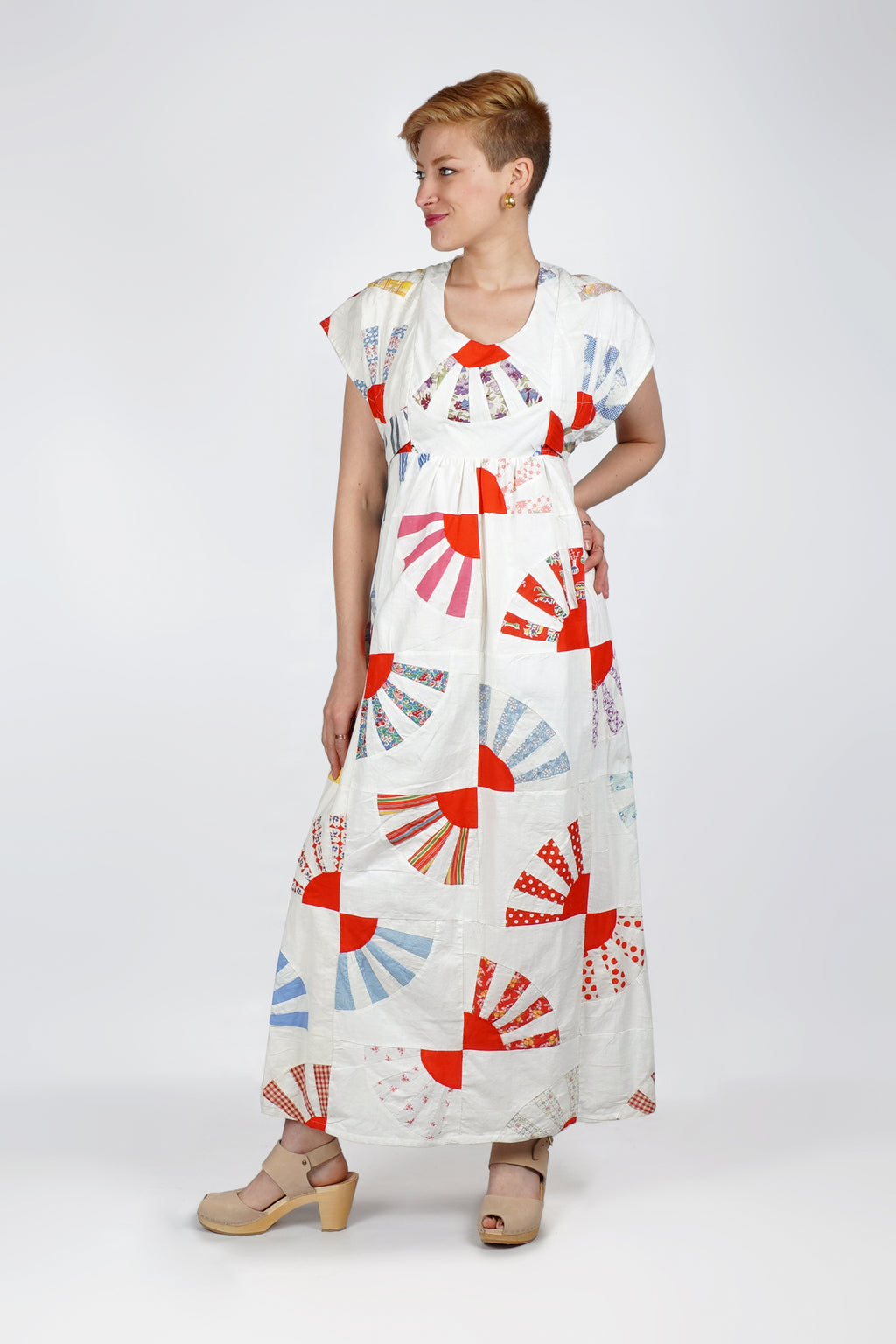 Echo Maxi Dress | 1950s Grandmother's Fan Quilt Top | Small