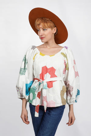 Alpha Blouse | 1950s Quilt Top | Small