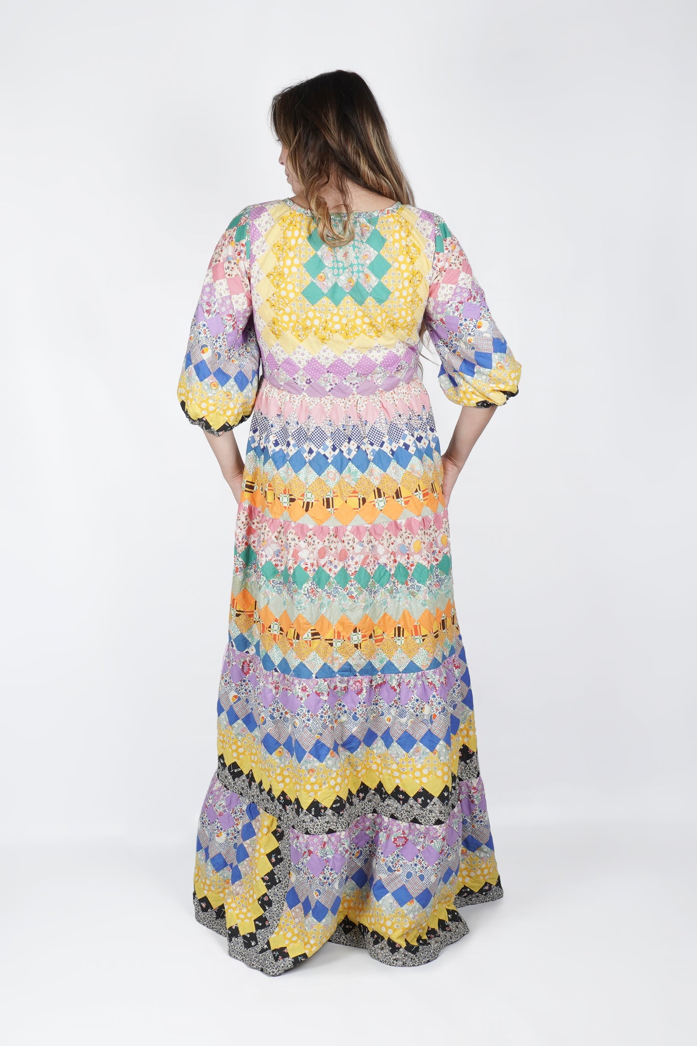 1940s maxi dress Vintage 1940s Pink Damask Maxi Dress